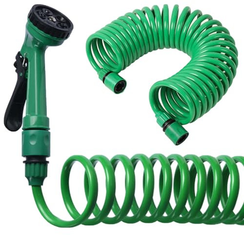 Ayizhiniu Manguera Espiral Flexible Agua, Manguera Extensible Jardin, Manguera Jardin, Manguera Flexible 5 Modalidades de Riego, Aplica a Riego Conveniente de Plantas el jardín (10cm)