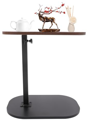 QUIOTUIR Table d'Appoint en Forme de C Réglable en Hauteur 45-80 cm Bout de Canapé Pivotant 360° Multi-Angles Table Canapé Ergonomique Anti-Rouille Assemblage Facile pour Salon Bureau Chambre