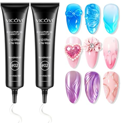 LOPHE Gel de Sculpture 3d, Colle Transparente Sans Essuyage pour Le Dessin, Le Moulage, La Poudre Chromée et Les Strass, Gel de Construction Puissant pour Manucure Diy, 15 ML