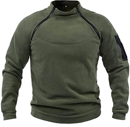 Générique Hommes Tactique Armée Polaire Pull Veste Militaire Athlétique Sport Haut Chaud Zippé Sweatshirt sans Capuche Coupe-Vent Extérieur Blouse Chandails Travail Loisir
