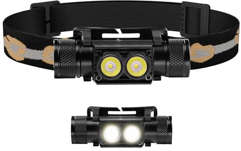 Sofirn H25S Linterna Frontal LED 1200LM Recargable USB-C, Linterna de Cabeza Súper Brillante con 5 Modos, Ligera e Impermeable IPX6 para Trabajo, Senderismo, Exterior