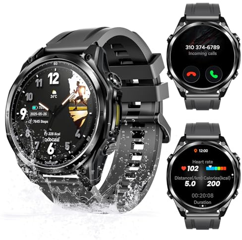 Luzglo ANYWISE W1 LITE Smartwatch uomo,1.43''AMOLED Rugged Smartwatch Per Android/IOS, 5ATM Fitness Tracker,170+Sports Modes, Answer/Make Calls/12 Days Battery/Heart Rate/SpO2/Sleep Monitor