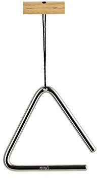 Nino Percussion Triangel mit Schlägel – Klein – Musikinstrument für Kinder ab 4 Jahren – Stahl und Holz, Natur (NINO550)