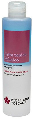 Biofficina Toscana Struccante bifasico delicato viso-occhi, 200 ml – Detergente lenitivo senza profumazione – Con avena bio toscana, eufrasia, fiordaliso e azulene calmante