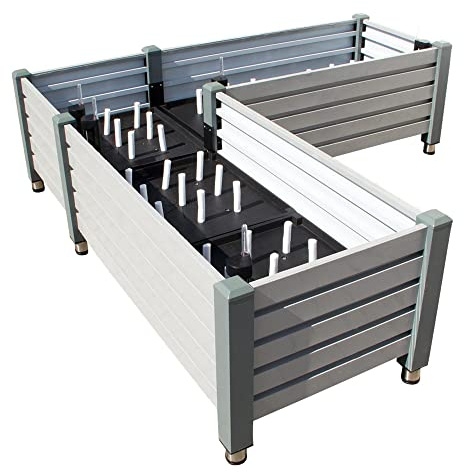 NATIV Exklusives Hochbeet mit integriertem und patentiertem Bewässerungssystem | Kräuterbeet mit Pflanzkasten 169 x 60 cm | Gemüsebeet aus Stahl/Aluminium | Blumenkasten erweiterbar | Pflanzbeet