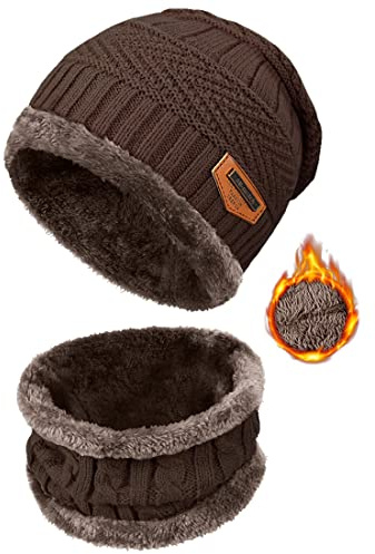 heekpek Gorro Invierno Hombre con Bufanda, Calentar Sombreros Gorras Beanie de Punto Gorro y Bufanda Invierno Hombre Beanie con Bufanda