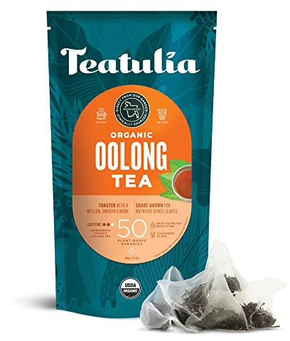 Teatulia Organic Oolong Tea Bags (50 Pyramid Sachet Teabags) Whole Leaf Tea. 100% Compostable And Sustainably Grown In Bangladesh. Best Oolong Tea