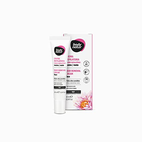 BODYNATUR - Crema Depilatoria Hidratante Rostro - Enriquecida con Flor de Loto - Fácil e Indoloro - Aplicador de Precisión y Espátula - 20 ML, 12 unidad, 1