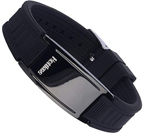 L&H Magnete Armbänder, Silikon-Negativ-Ionen-4000-Armbänder Unisex-justierbares Armband - Turmalin, Titan, Germanium, Negatives Ion, zur Schmerzlinderung Schlaf (24.5CM)