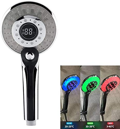 Shopping Pazzo 3 modalità di spruzzatura Display Digitale Soffione Doccia Portatile con Luce a LED a Controllo della Temperatura a 3 Colori
