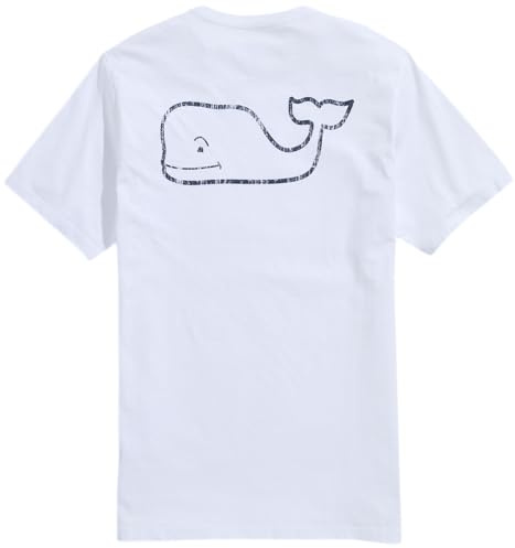 Vineyard Vines Men's Short-Sleeve Vintage Whale Pocket Tee T-Shirt, White Cap, S