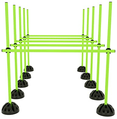 NAIZY Stång set träningspinnar för konditionell träning hoppkraft, dribbling och rörlighet (15 stänger – 100 cm, 10 X-stativ, 10 klämmor) – grön