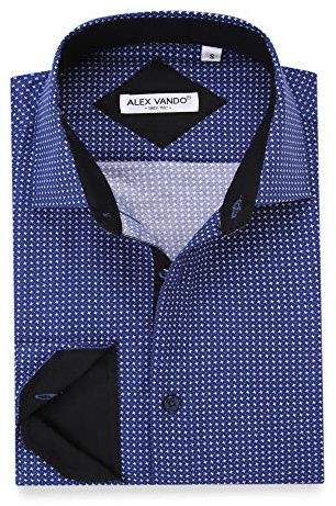 Alex Vando Mens Printed Dress Shirts Regular Fit Long Sleeve Button Down Shirt,Blue879,XXL