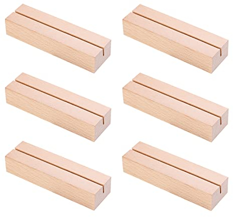 AiQInu Segnaposto Legno di Faggio, 6 Pezzi Supporto Segnaposto Matrimonio Stabile Supporto Numero Portafoto per Feste di Matrimonio Decorazione (6 Pezzi)