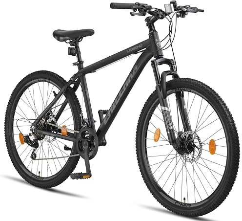 Chillaxx Bike Legend Aluminium 24, 26, 27,5 und 29 Zoll Shimano Mountainbike MTB Fahrrad für Jungen Mädchen Herren und Damen 21 Gang Schaltung Herrenrad Damenrad (27,5 Zoll, Schwarz Disc-Bremse)