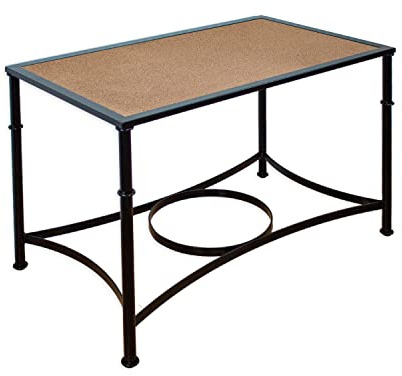 El Herrero Mesa de Forja para Salon, Comedor, Cocina, Mesa de Centro, Jardin | 120x70 Regulable a Doble Altura. Ideal para Ropa Camilla (Black, con Aro + Tablero)
