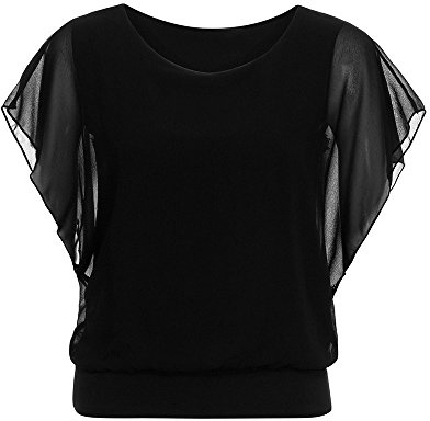 Chemise Femme Chiffon Blouse Femme Chic Et élégant Chemisier en Mousseline De Soie Femme Grande Taille T Shirt Manche Chauve Souris Femme Ete Mode Pas Cher Fashion Casual Top Haut