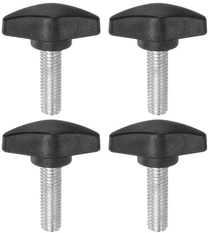 HARFINGTON 4pcs Tee Wing Knobs Thumb Screws M8 x 25mm Male Thread Black