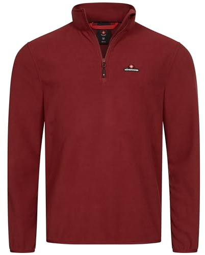 Höhenhorn Skyja Sudadera de invierno y otoño de microfibra polar para hombre con cremallera media, rojo, XL