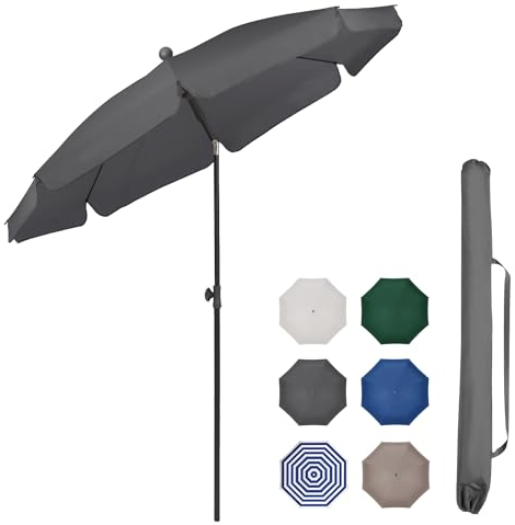 Sekey Sonnenschirm Balkon 200cm mit Schutzhülle Sonnenschirm Strand für Balkon Garten & Terrasse Neigungswinkel und Höhe verstellbar UV-Schutz bis UPF 50+ Sonnenschutz