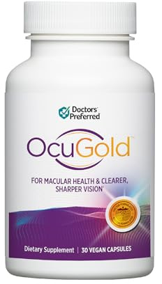 DOCTORS' PREFERRED Clinical-Grade OcuGold Eye Vitamins with Lutein and Zeaxanthin for Macula & Retina Health, Digital Eye Strain, Eye Fatigue and Visual Performance - 30 Vegan Capsules