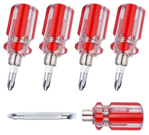 Wolfride 5pcs Stubby Phillips Flat Head Screwdriver Magnetic Mini Screwdriver Set Small Pocket Screwdrivers
