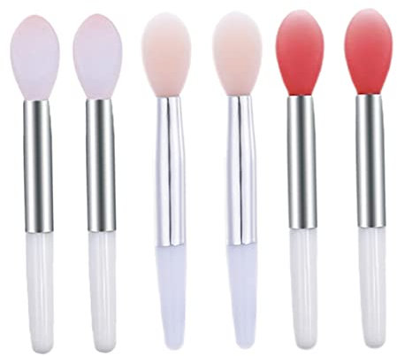 Spazzola di labbra in silicone da 6 pezzi, applicatori di maschera per labbra riutilizzabili Mini applicatori di pennello lucido per rossetti, lucidalabbra, balsamo per le labbra