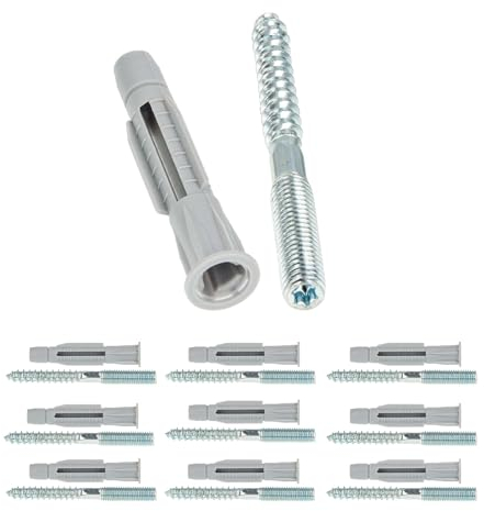 tecuro Stockschraube, Schraube zum Befestigen von Rohrschellen/Kabelkanälen/Regalen uvm., Metrischer Bolzen und Holzschraube M 8 x 100 mm zur Wandmontage, inkl. Dübel - VPE 10 Stück