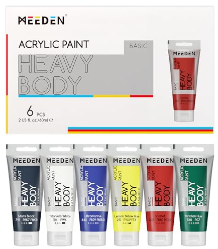 MEEDEN Pinturas Acrilicas Textura Gruesa: 6 × 60 ml Pinturas Acrilicas para Manualidades pour Adultes Artistes - Pintura Artesanales Ricas en Pigmentos para Lienzo Madera de Arcilla