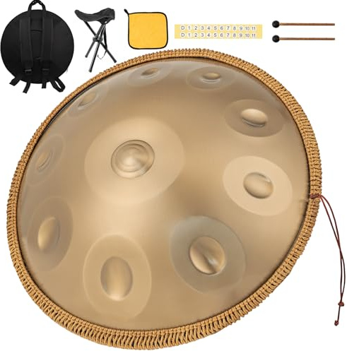 Handpan Drum Handpan Instrument 22 Inch (55cm) 10 Töne, Handpan 440Hz D Minor Hand pan Music, Produces Meditative Sounds with Hand Pan, A Beginner-Friendly