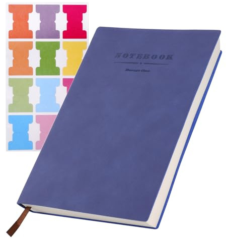 Tikplus A5 Notebook Lined， College Lined Note Book 360 Pages Ruled Journal | Soft Cover Journal for Men, PU Leather Notepad for Office Home School Writing,Note Taking,Stationery, 8.3×5.7 (Blue)