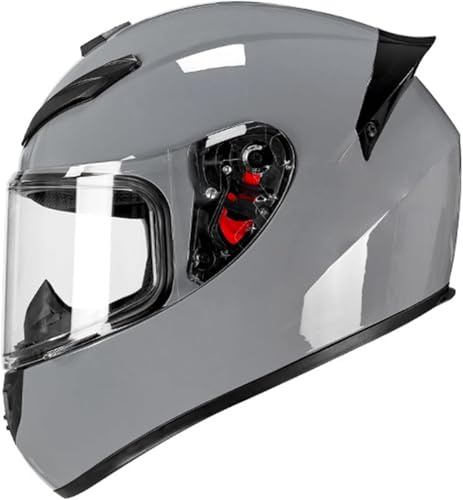 Caimcie Motorcykelhjälm integralhjälm för vuxna med dubbelvisir retro motorcykelhjälm, integralhjälm, integralhjälm, fallhjälm, ECE/DOT-testad 40, L = 59–60 cm