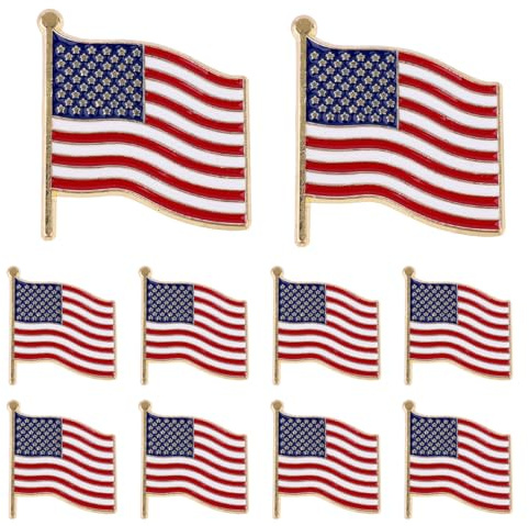 Mikovivi 10uds Pines Solapa con La Bandera Estadounidense, Aleación Zinc para Veteranos Militares US Decoraciones El Día Los Caídos Broche Patriótico Del 4 Julio para Regalo Mochila Sombrero Ropa