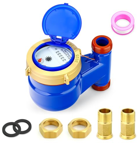 MEANLIN MEASURE 3/4 BSP-beslag vattenmätare vertikal kallvattenmätare för trädgård eller hem, 20 mm, mätning i kubikmeter
