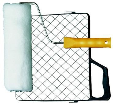 SCHULLER 20220 Farbrollerset aus Polyester 2-tlg. Farbwalze und Abstreifgitter, schwarz, 25 cm