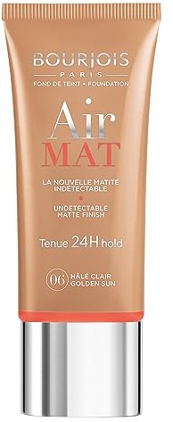 Bourjois Fondotinta Air Mat Foundation, Fondotinta Liquido Opacizzante a Lunga Tenuta, 06 Light Tan