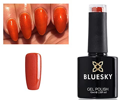 Bluesky GEL NAIL POLISH Orange Shimmer Fine Vermillion Burnt Orange Shimmer 80583 Nail UV LED Soak Off 10ml (Requires drying under UV/LED Lamp)