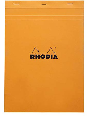 RHODIA 18200C - Bloc-Notes Agrafé N°18 Orange - A4 21 x 29,7 cm - Petits Carreaux - 80 Feuillets Détachables - Papier Clairefontaine Blanc 80 g/m² - Couverture en Carte Enduite Souple