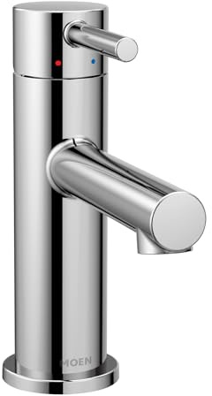 Moen 6190 Align One Handle Modern Bathroom Faucet with Drain Assembly and Optional Deckplate, Chrome, 0.375
