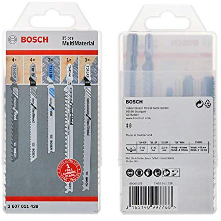 Bosch 15-tlg. Stichsägeblatt Set (MultiMaterial, Zubehör für Stichsägen)