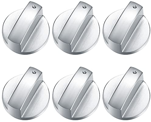 But The Cow Brand 6-Piece Gas Stove Control knob Set, Metal 6mm Stove Control Switch knobs, Silver Adapter Oven Cooking Panel Switch Buttons, Gas stoves knob Locks, Silver