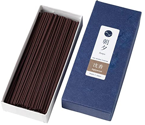 Asayu Japan Bâtons d'Encens sans Fumée Parfum Bois d'Agar 40g, Fabriqué au Japon, Qualité Naturelle, Idéal pour la Relaxation et Méditation