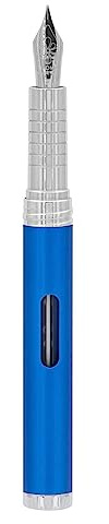 DIPLOMAT NEXUS Füllhalter Edelstahlfeder mit Tintenglas blau/Federstärken: EF/Füllfederhalter/Handgefertigt/mit Geschenkbox/Füllhalter Füller Fountain Pen/Farbe: Blau/Chrom