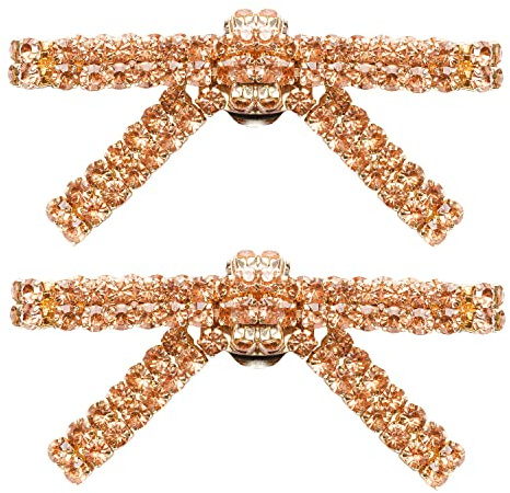 LOVE SHOES Schuhclips Schleifen Gold 2 Stück I Strass Schleife abnehmbare Brosche Schuhschmuck elegant I Shoe Charms Smartclip