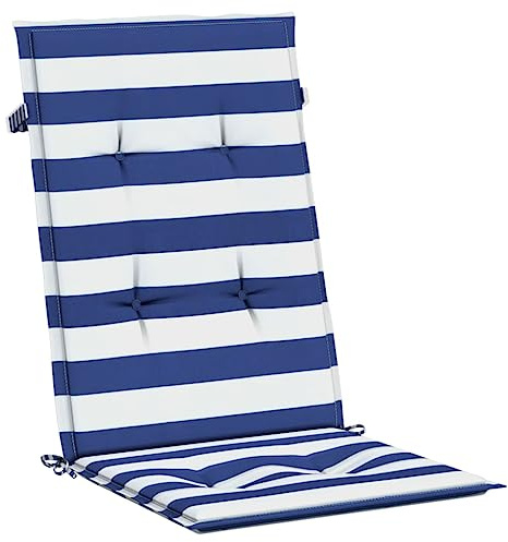 Tidyard 4 STK. Gartenstuhlauflagen Hochlehner, Gartenstühle Sitzauflagen, Sitzkissen, Polsterauflagen, Hochlehner Auflagen, Blau & Weiß Gestreift Stoff