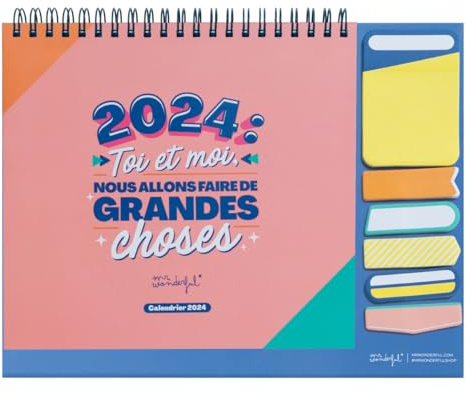 Mr.Wonderful - Calendrier de bureau 2024 - Vous et moi allons faire de grandes choses 18 x 2 x 24 (version française)