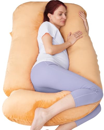 AMCATON 60 Inch Pregnancy Pillow for Sleeping, Extra Large U Shaped Body Pillow, Maternity Pillow for Pregnant Women (Brown)