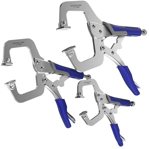 YESWELDER C-Clamp Set of 3 Sizes (6, 9, 11 inches) - Robust Design, Heat-Treated Jaws, Chrome-Plated Alloy Steel for Reliable Home or Workshop Use