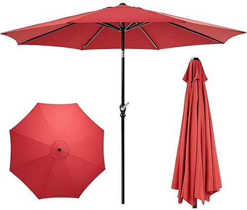 DUMOS Parasol de protection UV - Manivelle pliable en aluminium - Rond - Pour balcon, terrasse, jardin, balcon - Parasol à manivelle - Anthracite, Rose, Modern, Classique