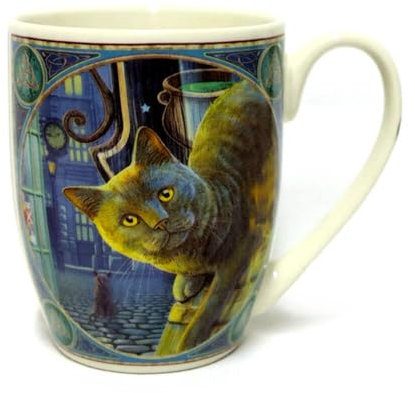 Puckator - Taza de té de porcelana 300ml - Rusty Cauldron Cat - Gatos, Lisa Parker